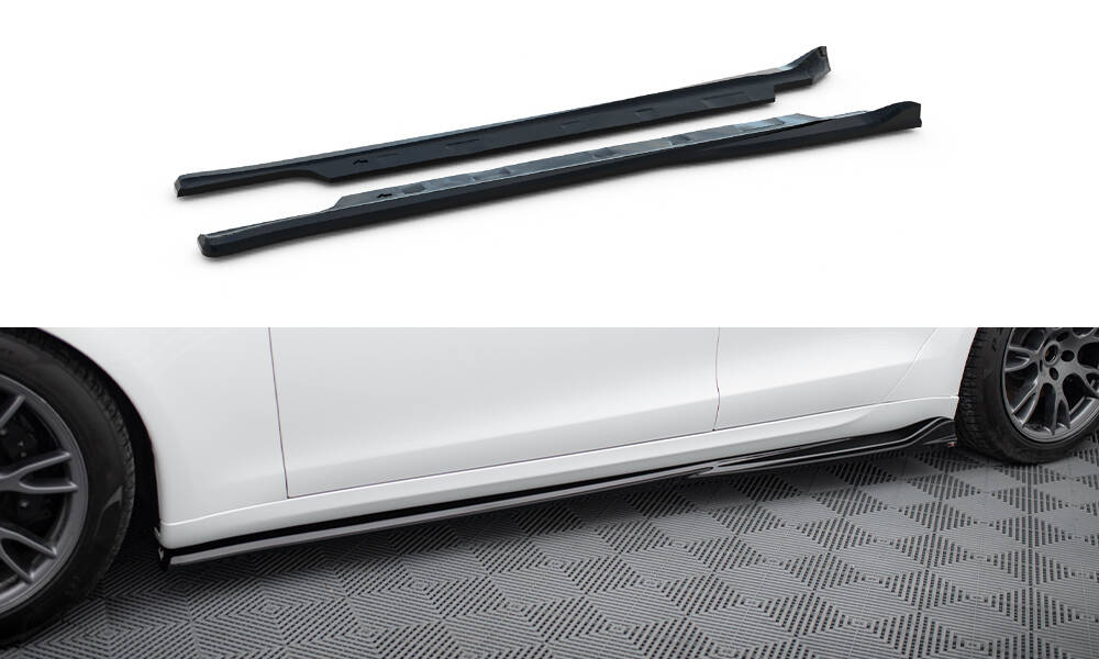 Seitenschweller Ansatz Paar V.1 passend für Tesla Model S Plaid Mk1 FL schwarz Hochglanz