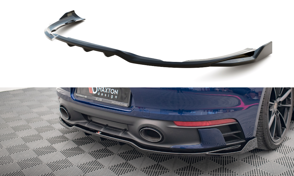 Street+ Mittlerer Diffusor RACE Heck Ansatz V.2 passend für Porsche 911 Carrera Aero / Carrera GTS 992 schwarz Hochglanz