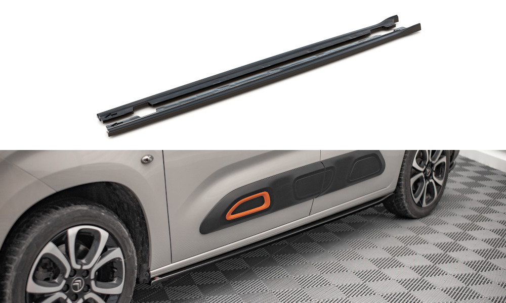 Street+ Seitenschweller Leisten passend für Citroen Berlingo Mk3 schwarz Hochglanz