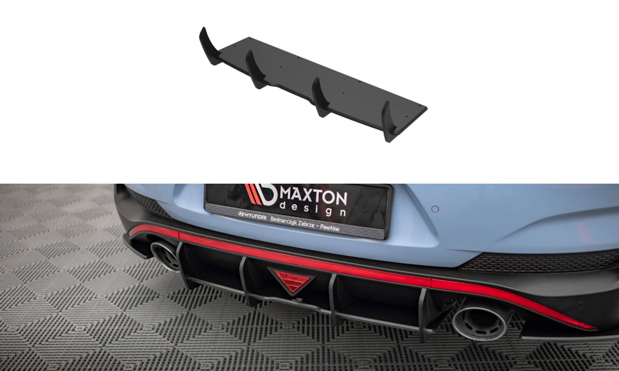 Street Pro Heckschürze Heck Ansatz Diffusor passend für Hyundai I30 N Fastback FL Mk3 rot