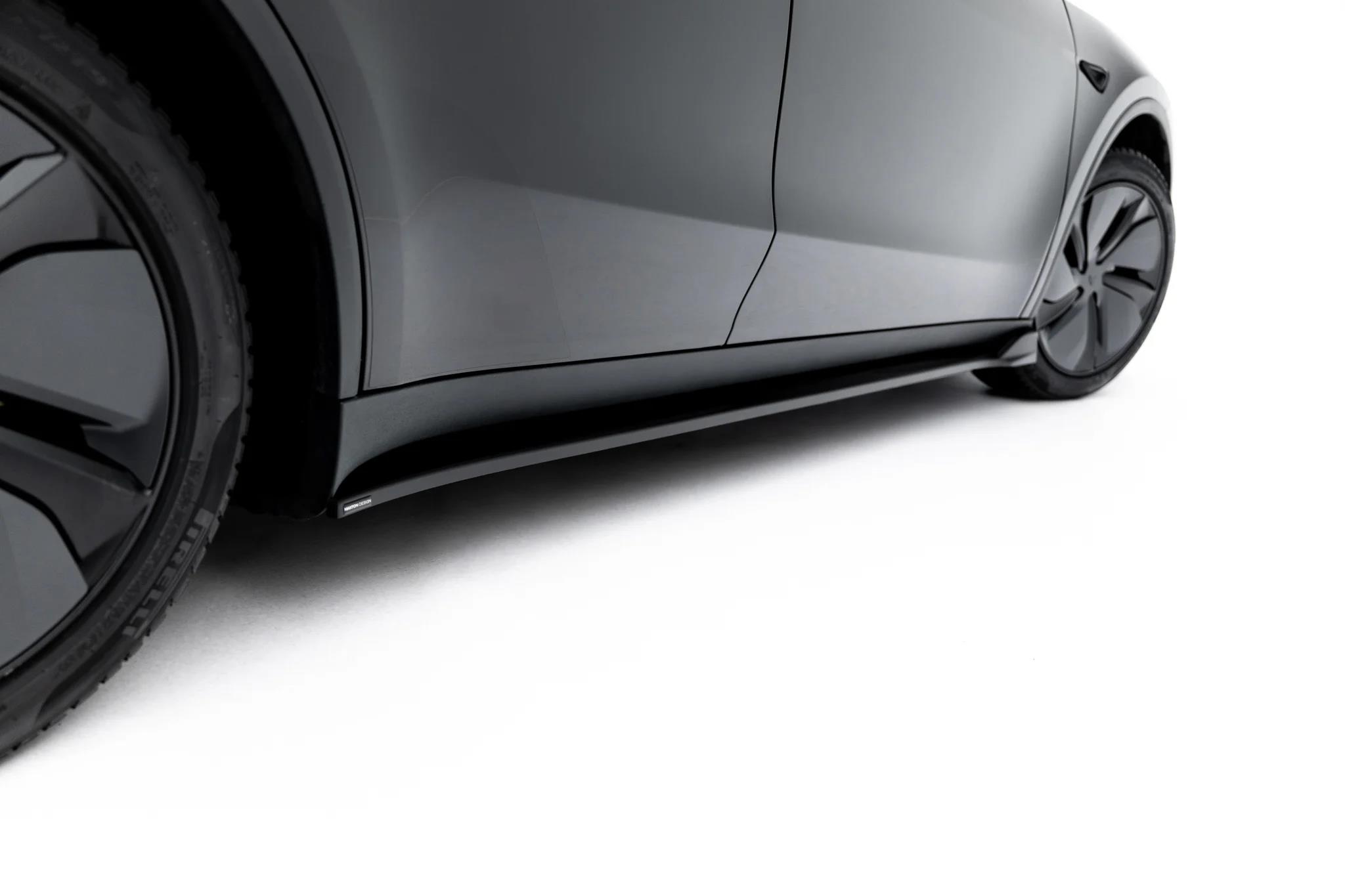 Seitenschweller Ansatz Paar passend für Tesla Model Y Premium Mk1 Facelift schwarz Hochglanz