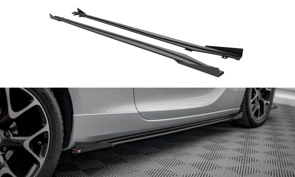 Street Pro Seitenschweller Leisten passend für Opel Astra GTC OPC-Line J rot+ Hochglanz Flaps