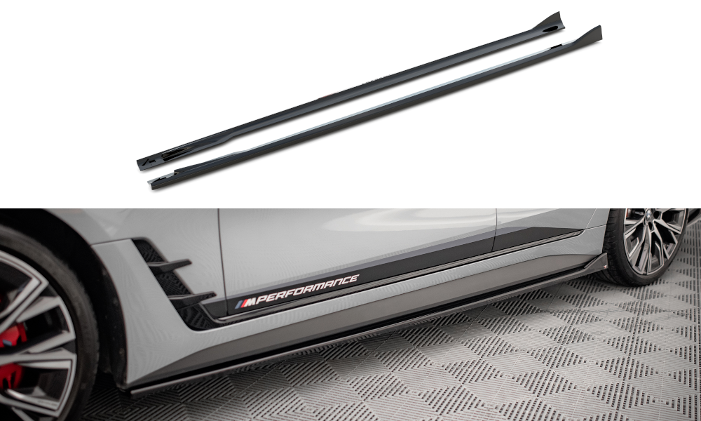 Street+ Seitenschweller Leisten V.2 passend für BMW 4er Gran Coupe M-Paket / M440i G26 schwarz Hochglanz