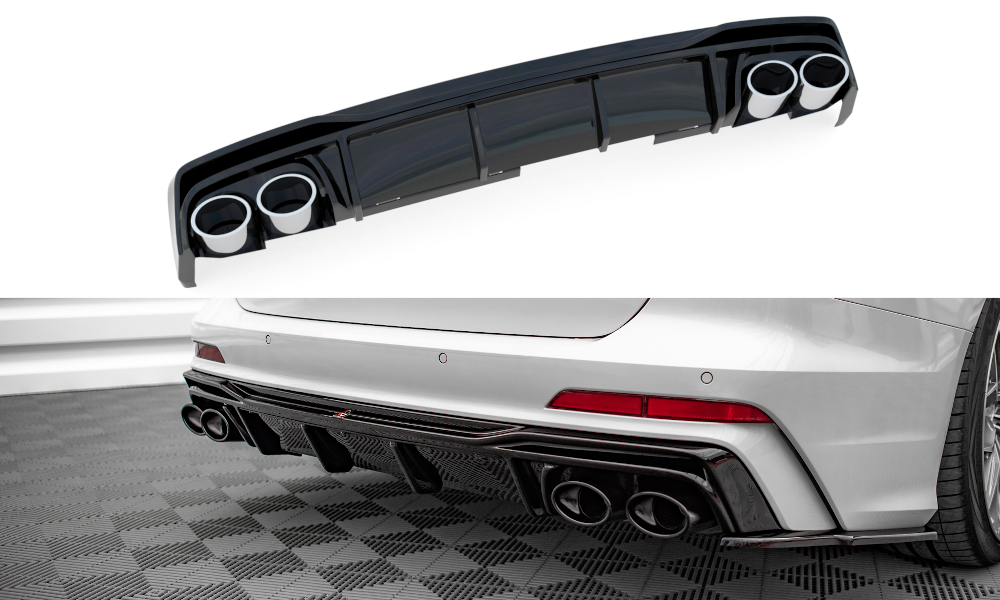 Street+ Heck Ansatz Diffusor + Endrohre passend für Audi A6 S-Line / S6 C8 / C8 FL