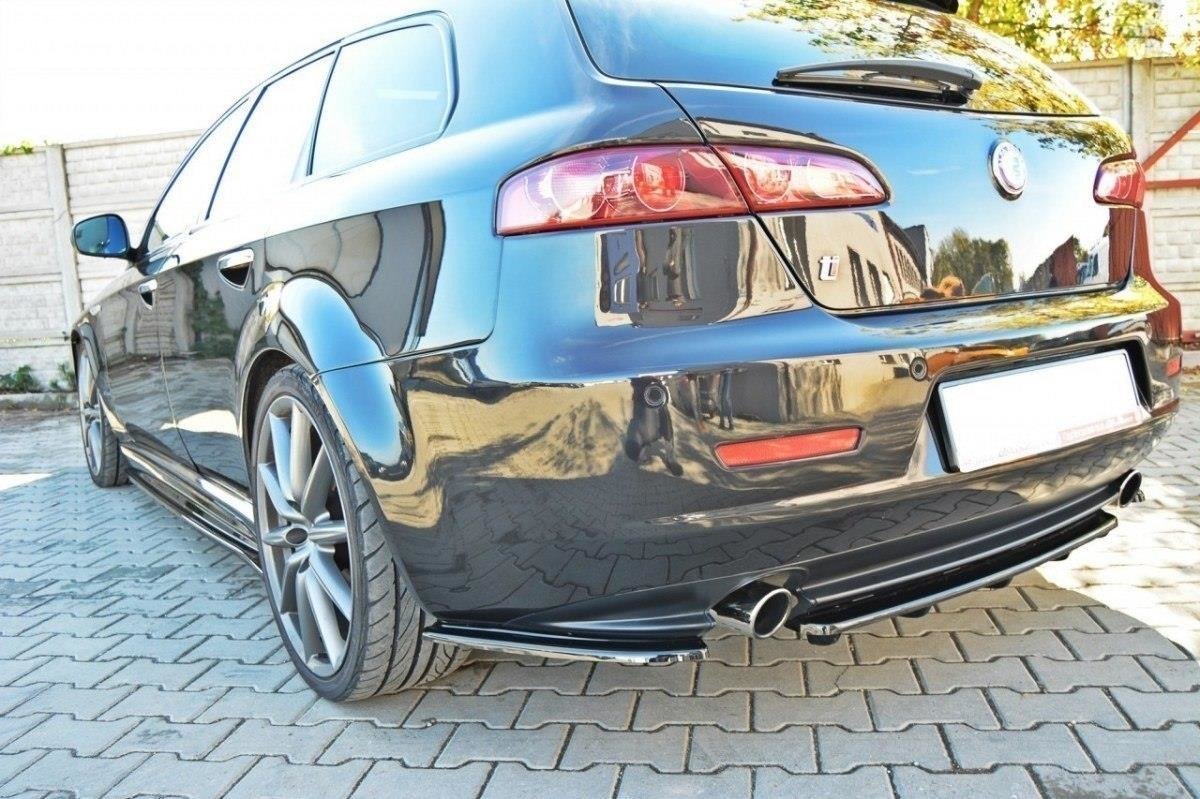Heck Ansatz Flaps Diffusor für L + R Alfa Romeo 159 schwarz Hochglanz