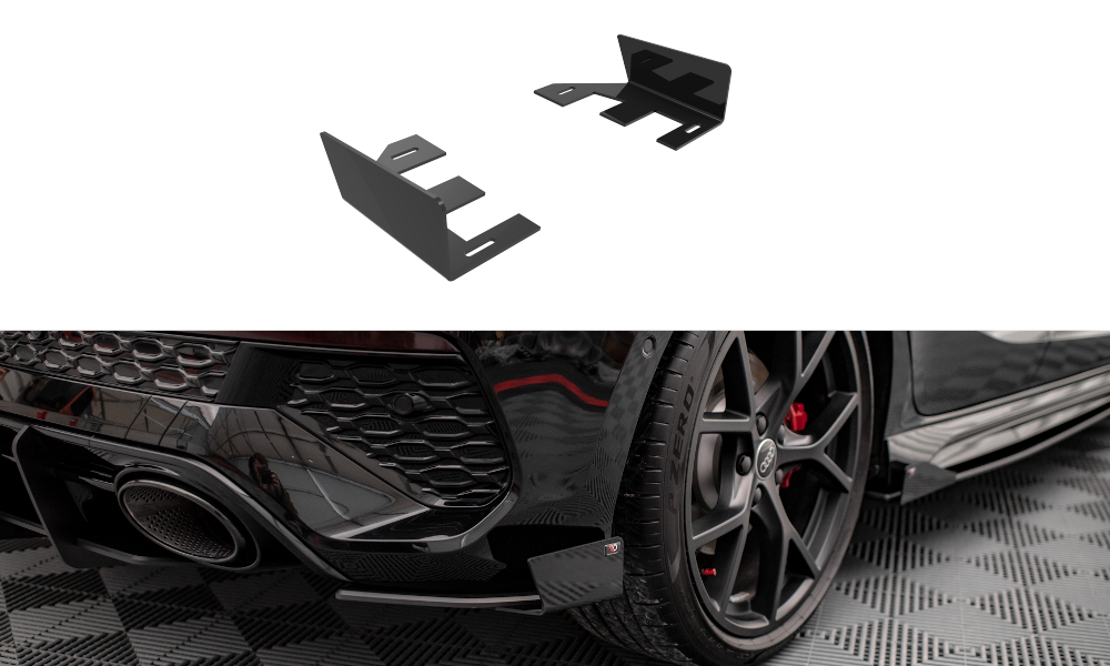 Hintere Seiten Flaps passend für Audi RS3 Sportback 8Y schwarz Hochglanz