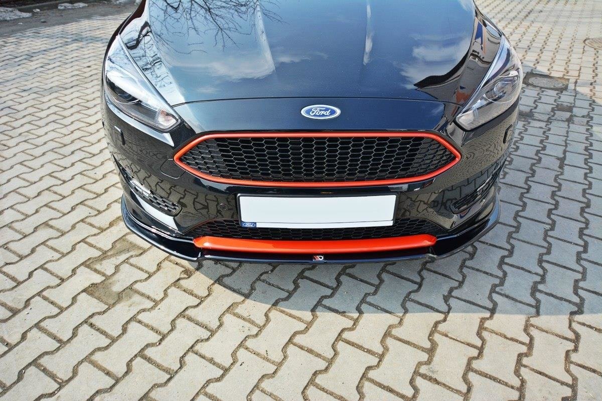 Street+ Spoilerlippe Front Ansatz V.2 passend für Ford Focus ST-Line Mk3 FL schwarz Hochglanz