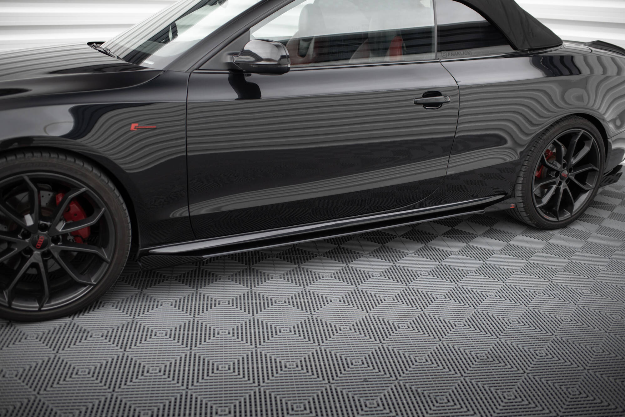 Street Pro Seitenschweller Leisten + Flaps passend für Audi A5 / A5 S-Line / S5 Coupe / Cabrio 8T / 8T FL schwarz Hochglanz