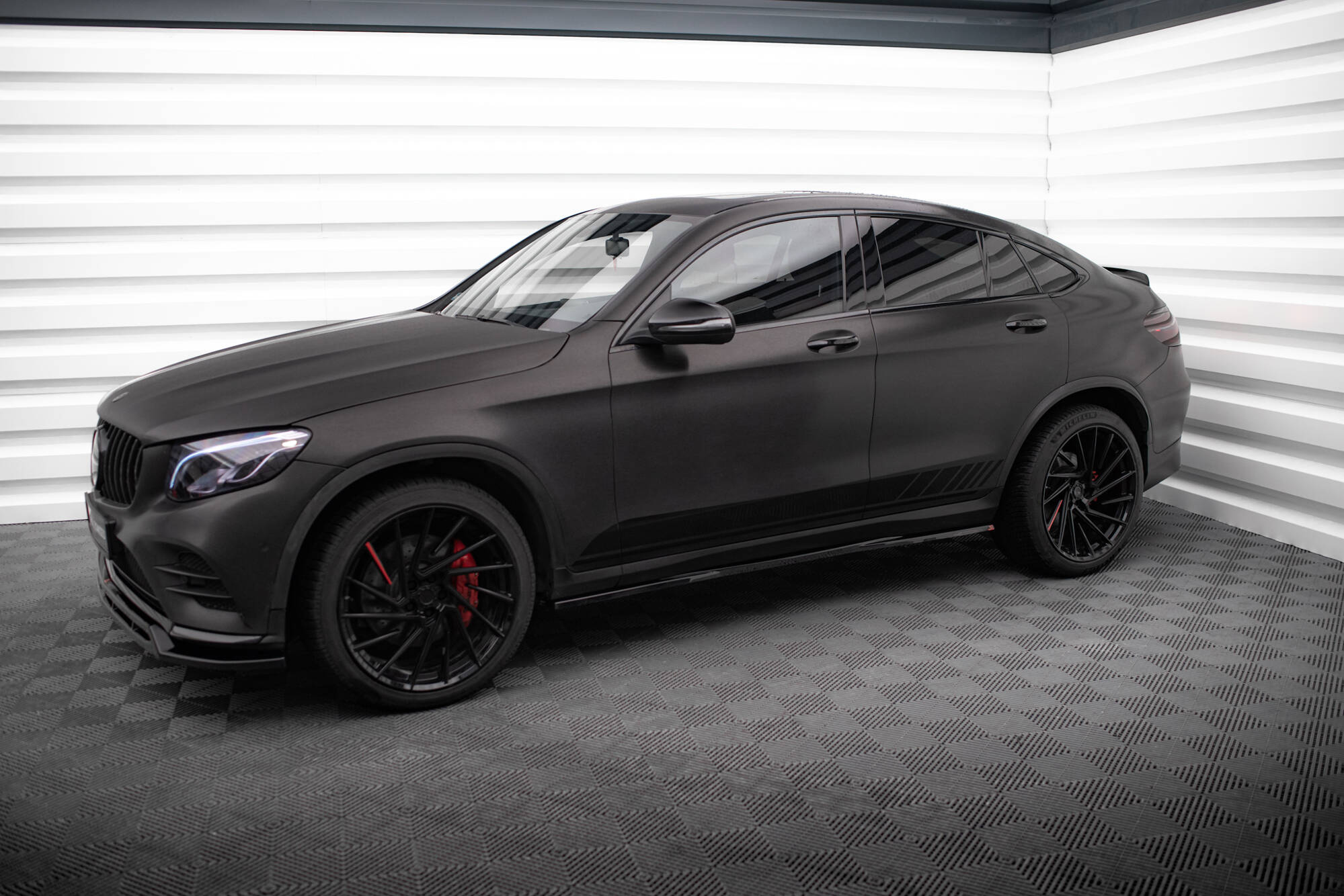 Street+ Seitenschweller Leisten passend für Mercedes-AMG GLC 43 / AMG-Line SUV X253 FL schwarz Hochglanz
