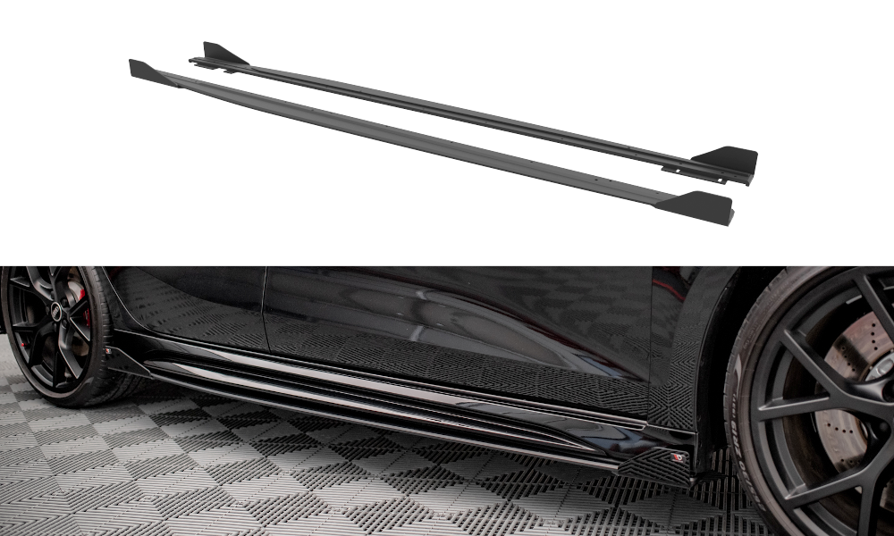 Street Pro Seitenschweller Leisten + Flaps passend für Audi RS3 Sportback 8Y schwarz Hochglanz