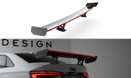 Carbon Heck Spoiler Heckflügel Standfuß Innen + LED passend für Audi A3 / A3 S-Line / S3 / RS3 Limousine 8V / 8V FL