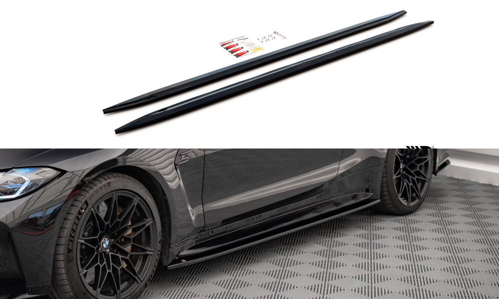 Street+ Seitenschweller Leisten V.2 passend für BMW M4 G82 / G82 FL schwarz Hochglanz