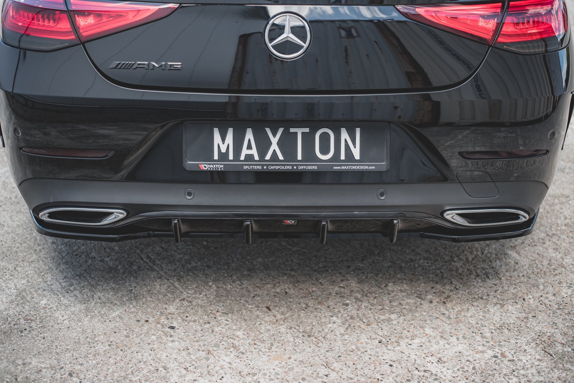 Diffusor Heck Ansatz für Mercedes-Benz CLS AMG-Line C257 schwarz Hochglanz