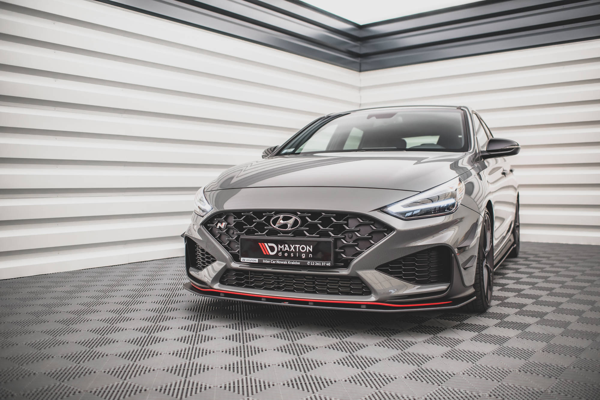 Street Pro Spoilerlippe Front Ansatz passend für Hyundai I30 N Hatchback/Fastback Mk3 FL rot