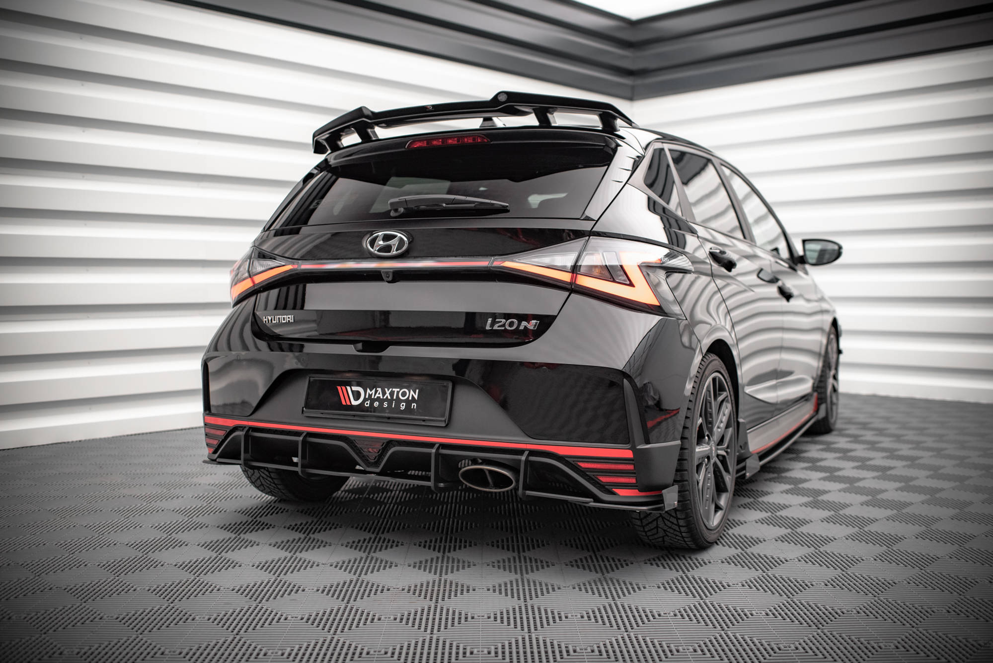 Street Pro Heckschürze Heck Ansatz Diffusor passend für Hyundai I20 N Mk3 rot