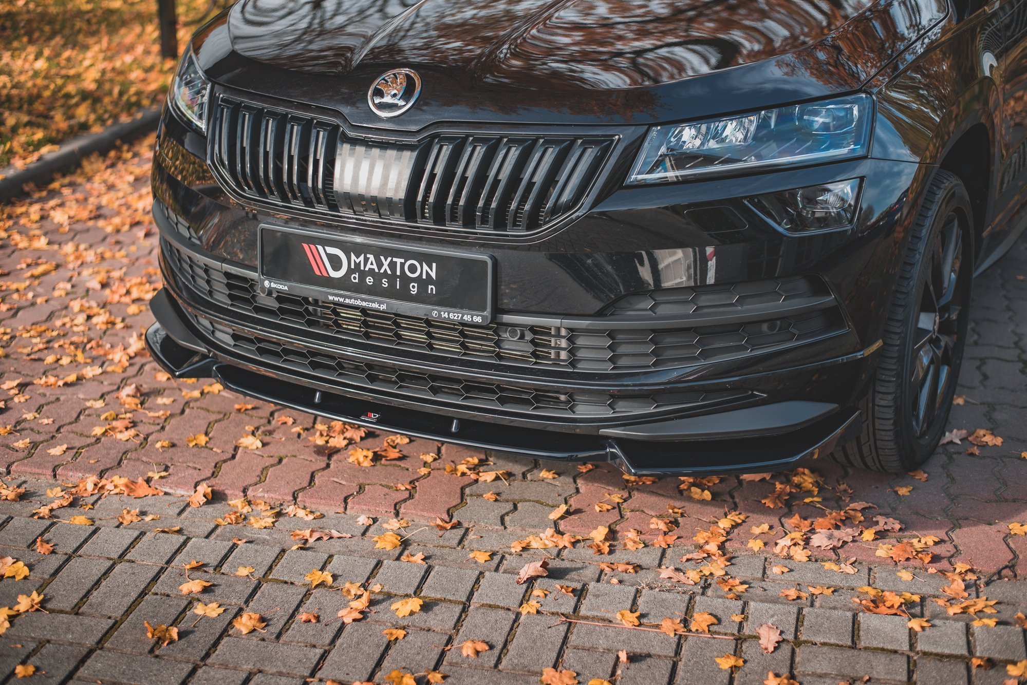 Street+ Spoilerlippe Front Ansatz passend für Skoda Karoq Sportline schwarz Hochglanz