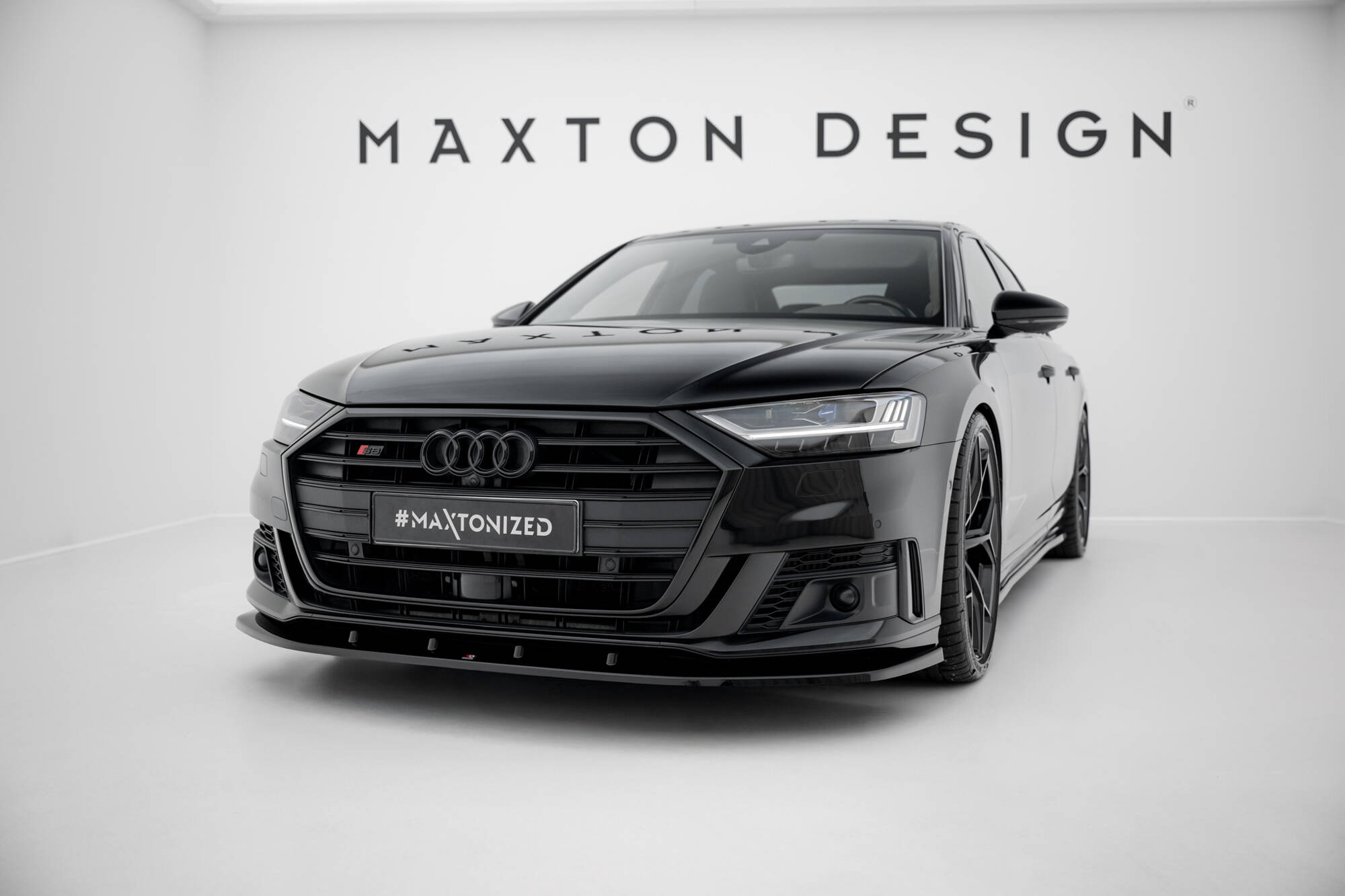 Street+ Spoilerlippe Front Ansatz V.2 passend für Audi S8 / A8 S-Line D5 schwarz Hochglanz