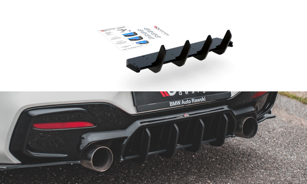 Street Pro Heckschürze Heck Ansatz Diffusor V.4 passend für BMW M140i schwarz-rot