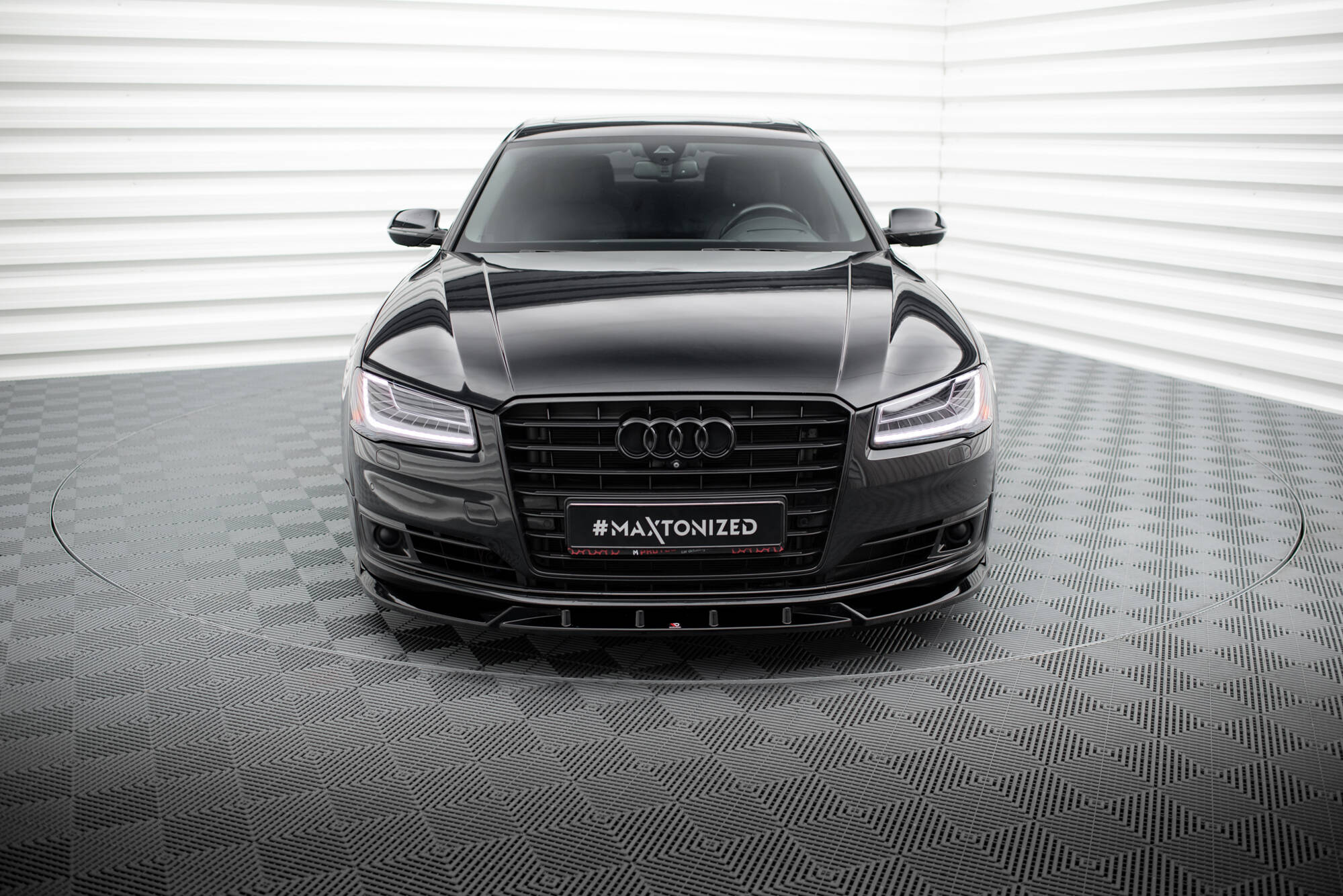 Street+ Spoilerlippe Front Ansatz passend für Audi A8 D4 FL schwarz Hochglanz