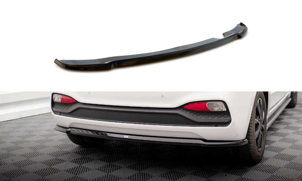 Street+ Mittlerer Diffusor Heck Ansatz passend für Hyundai I20 Mk2 FL schwarz Hochglanz