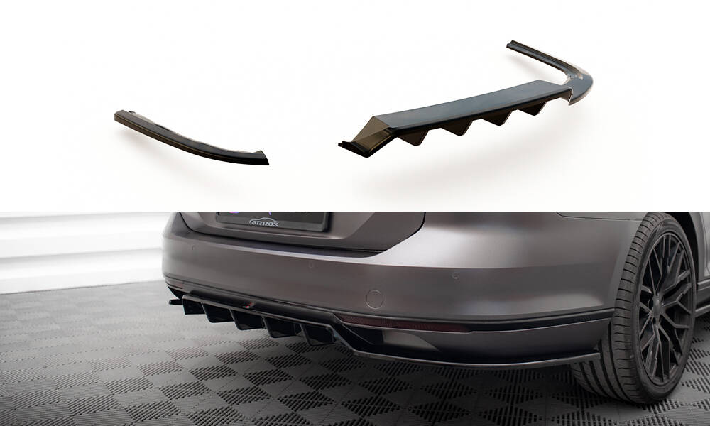 Diffusor Heckansatz passend für VW Passat R-Line B8 schwarz Hochglanz