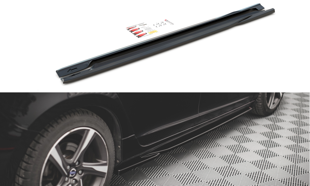 Street+ Seitenschweller Leisten passend für Volvo S60 R-Design Mk2 schwarz Hochglanz