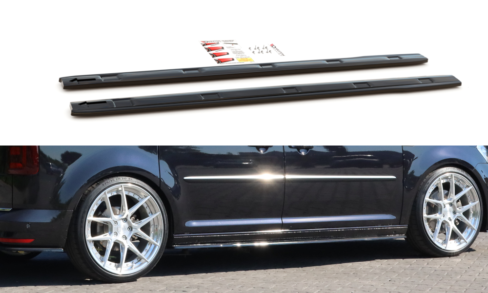 Street+ Seitenschweller Leisten passend für VW Caddy Mk. 4 schwarz Hochglanz