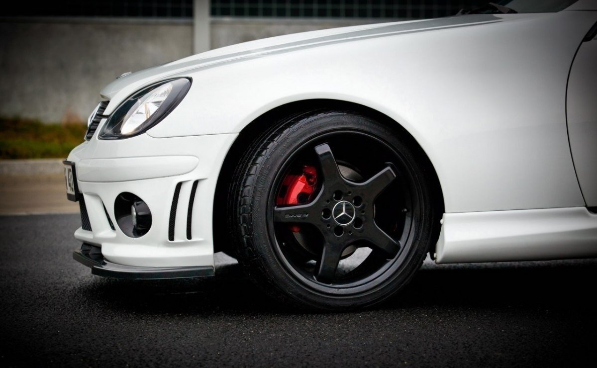 Street+ Spoilerlippe Front Ansatz passend für Mercedes SLK R170 für AMG 204 Stoßstange schwarz Hochglanz
