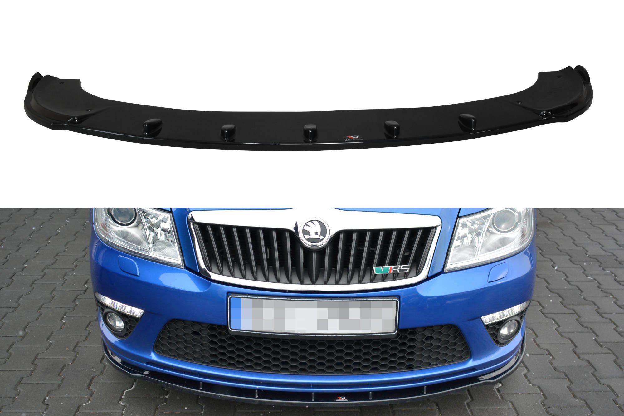 Street+ Spoilerlippe Front Ansatz V.1 passend für Skoda Octavia RS Mk2 FL schwarz Hochglanz