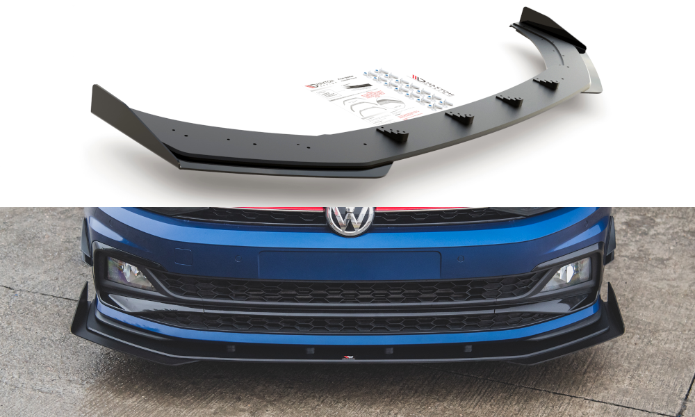 Street Pro Spoilerlippe Front Ansatz passend für VW Polo GTI Mk6 rot+ Hochglanz Flaps