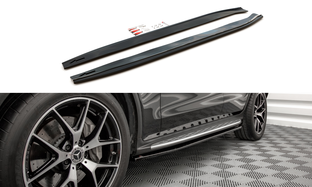 Street+ Seitenschweller Leisten V.1 passend für Mercedes GLC Coupe AMG-Line C253 FL schwarz Hochglanz