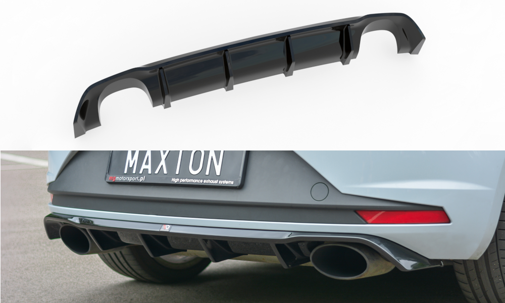 Diffusor Heck Ansatz für Seat Leon III Cupra schwarz Hochglanz