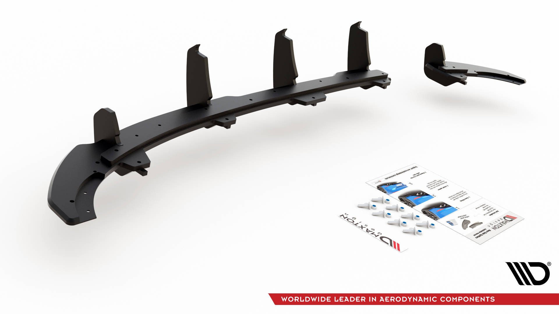 Street Pro Heck Ansatz Diffusor passend für VW Polo GTI Mk6 schwarz-rot