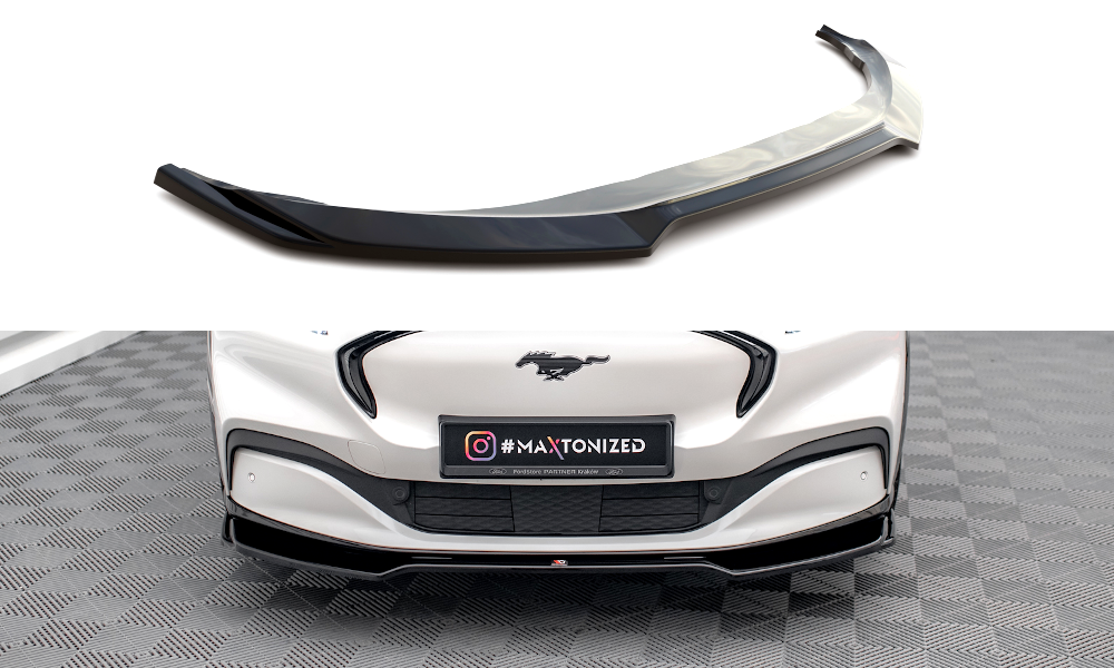 Street+ Spoilerlippe Front Ansatz V.2 passend für Ford Mustang Mach-E Mk1 schwarz Hochglanz