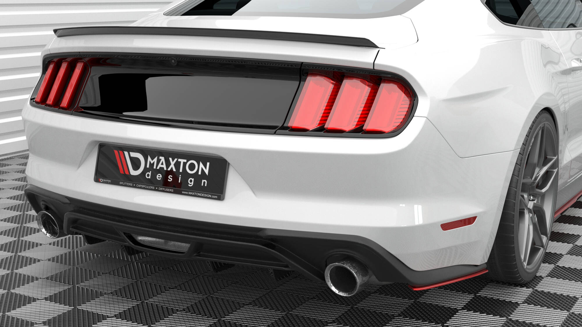 Street+ Heck Ansatz Flaps V.2 passend für Ford Mustang Mk6 FL rot Hochglanz