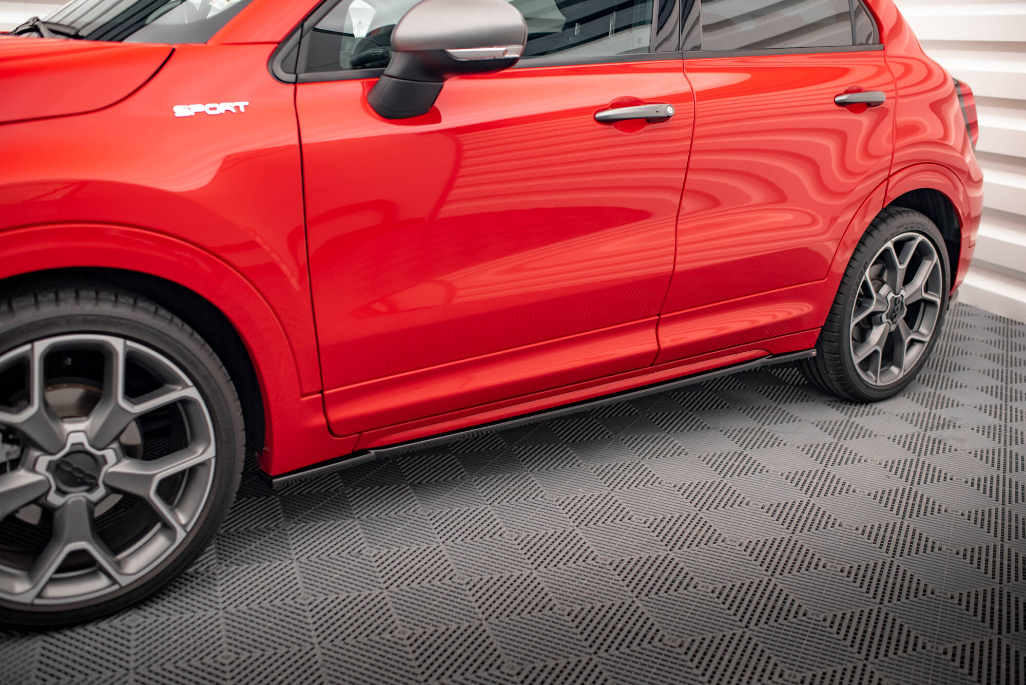 Street+ Seitenschweller Leisten passend für Fiat 500X Sport Mk1 FL schwarz Hochglanz