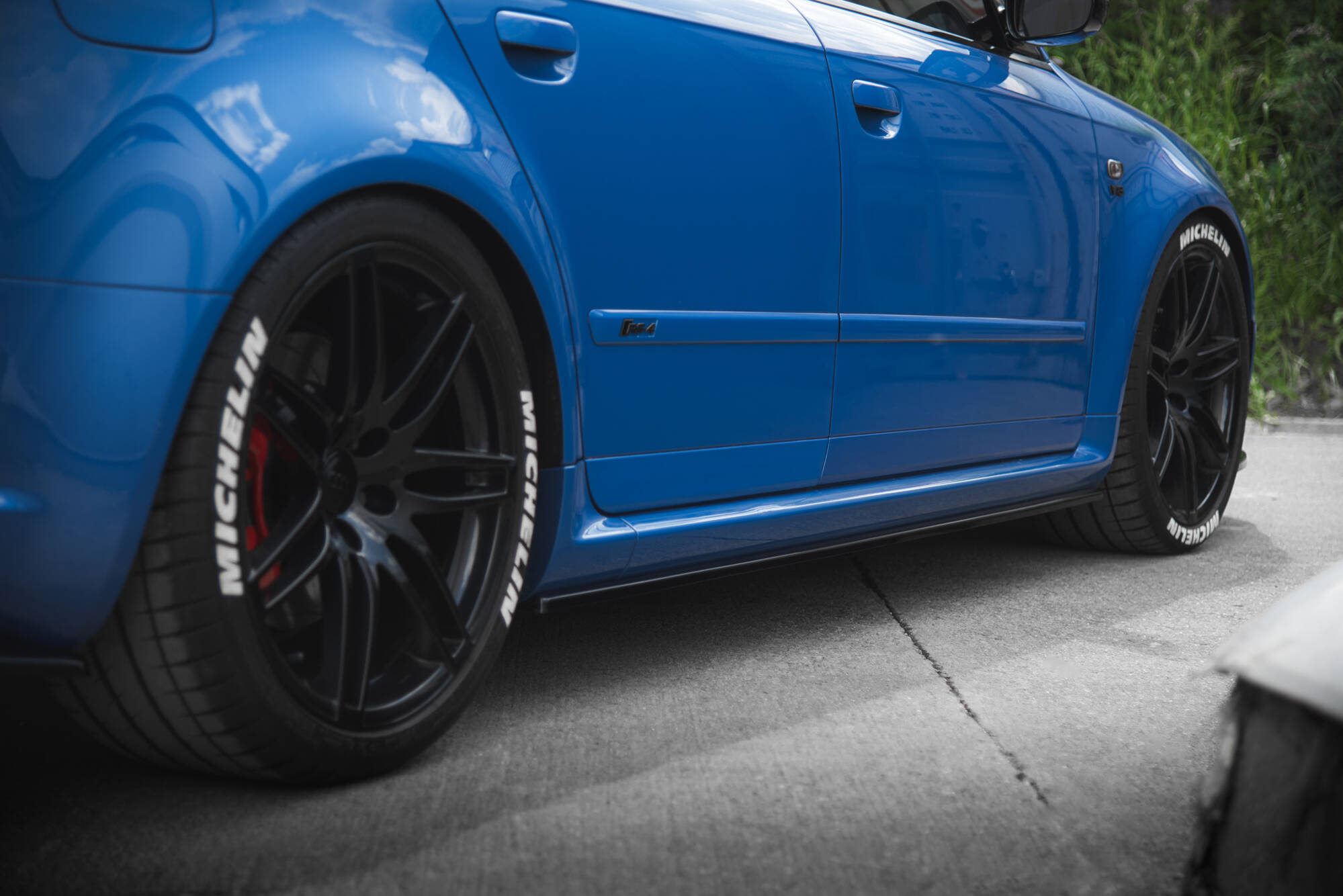 Seitenschweller Ansatz für Audi RS4 B7 schwarz Hochglanz