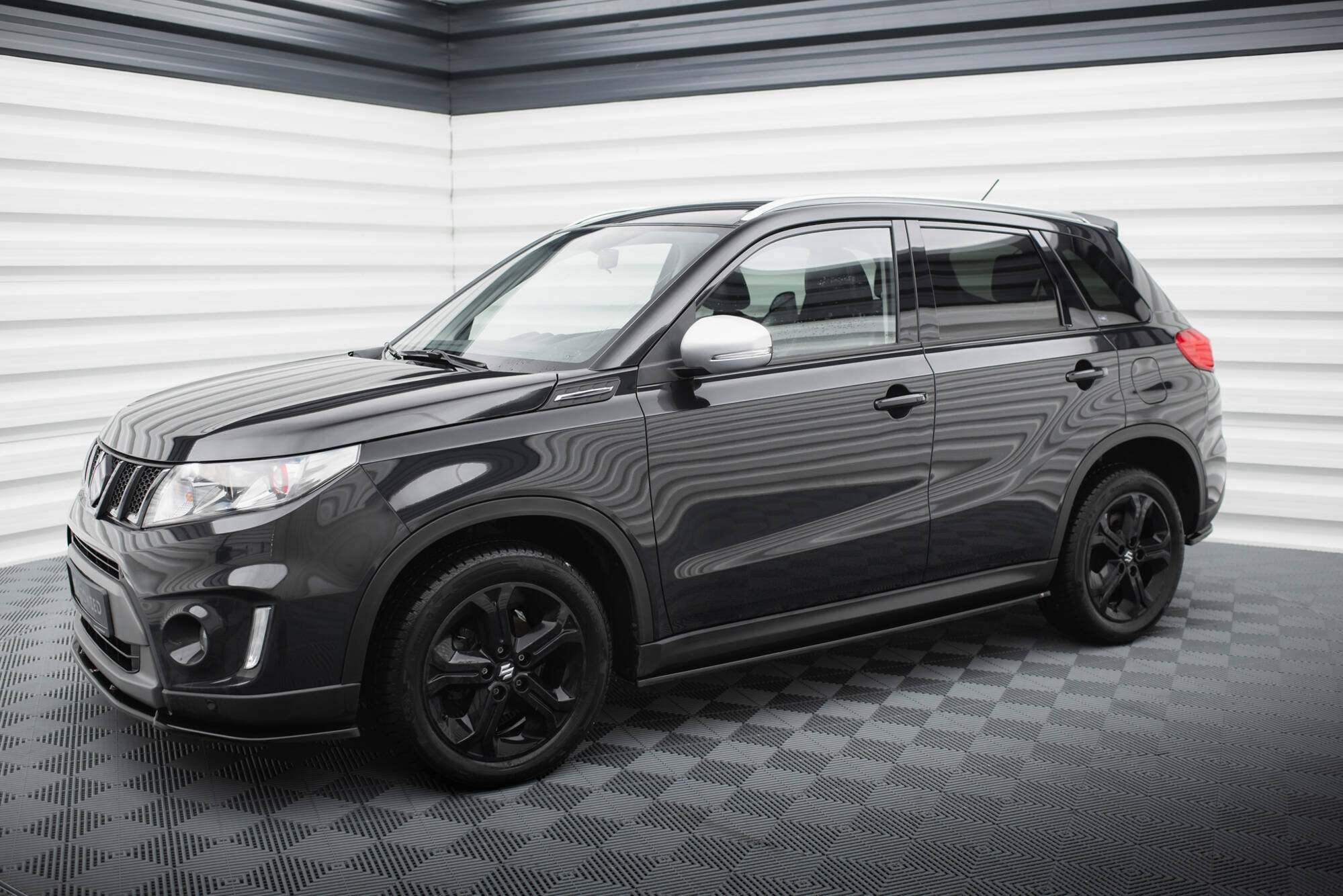 Street+ Seitenschweller Leisten passend für Suzuki Vitara S Mk2 schwarz Hochglanz