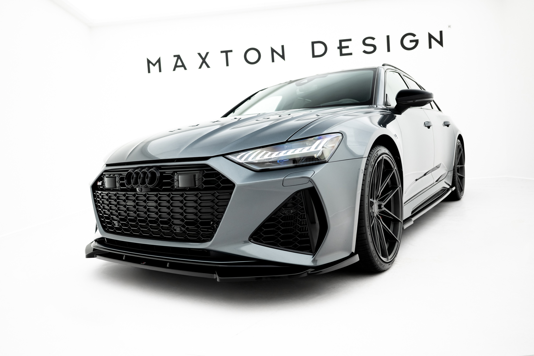 Front Ansatz V.1 für Audi RS6 C8 / C8 Facelift schwarz Hochglanz