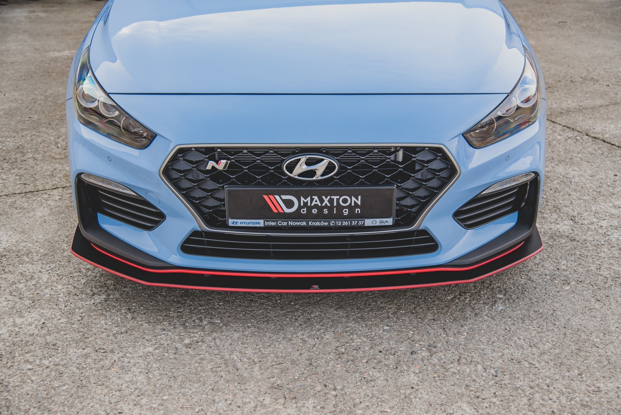 Street Pro Front Ansatz für +Flaps für Hyundai I30 N Mk3 Hatchback / Fastback schwarz Hochglanz