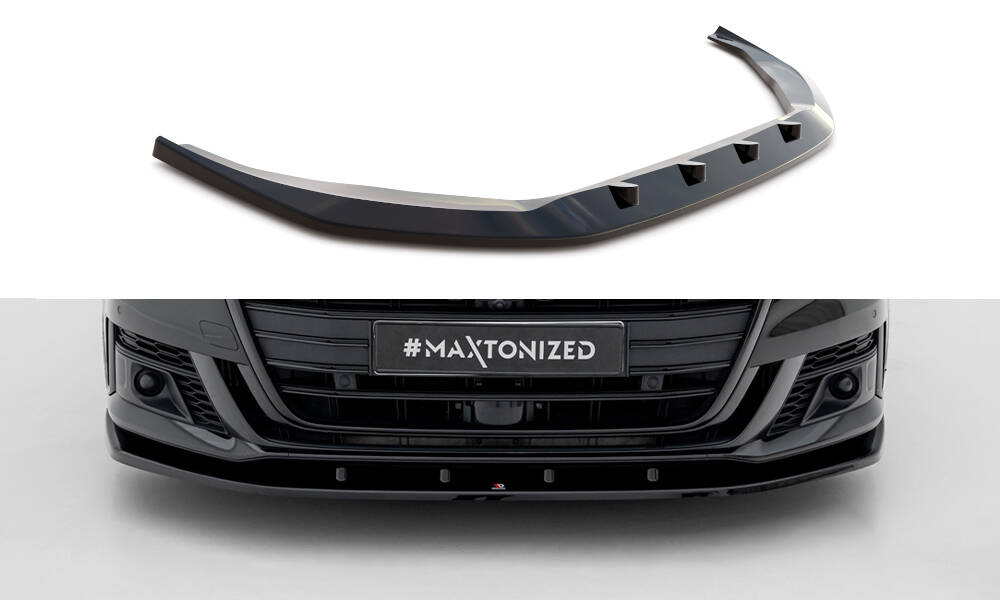 Street+ Spoilerlippe Front Ansatz V.2 passend für Audi S8 / A8 S-Line D5 schwarz Hochglanz