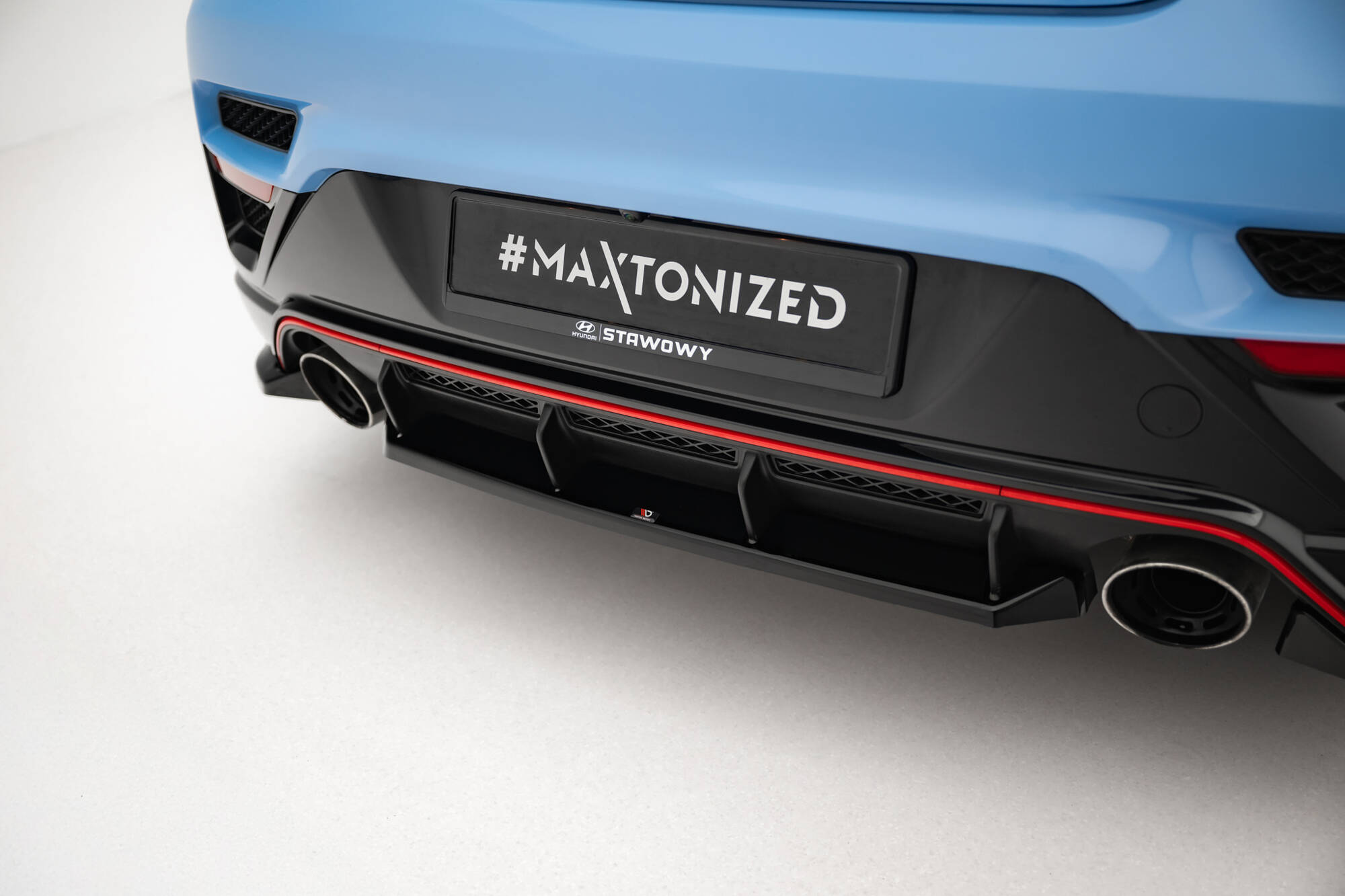 Street+ Mittlerer Diffusor Heck Ansatz passend für Hyundai Veloster N Mk2 schwarz Hochglanz
