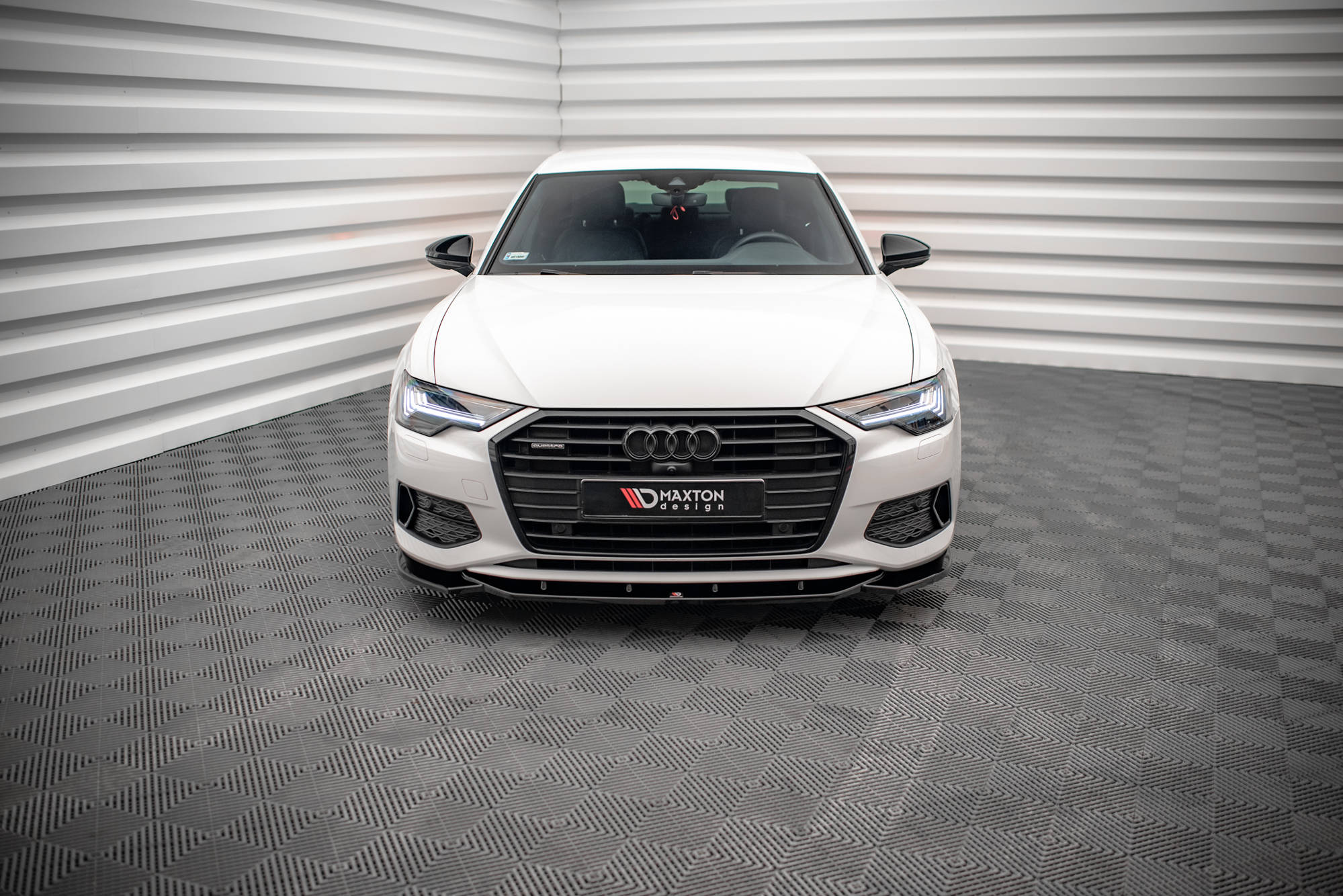 Street+ Spoilerlippe Front Ansatz V.1 passend für Audi A6 C8 schwarz Hochglanz