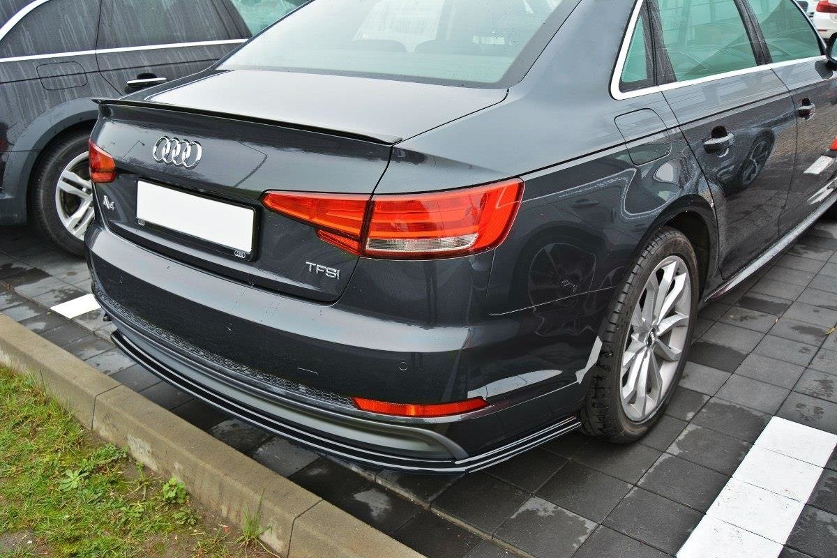 Heck Ansatz Flaps Diffusor für Audi A4 B9 S-Line schwarz Hochglanz