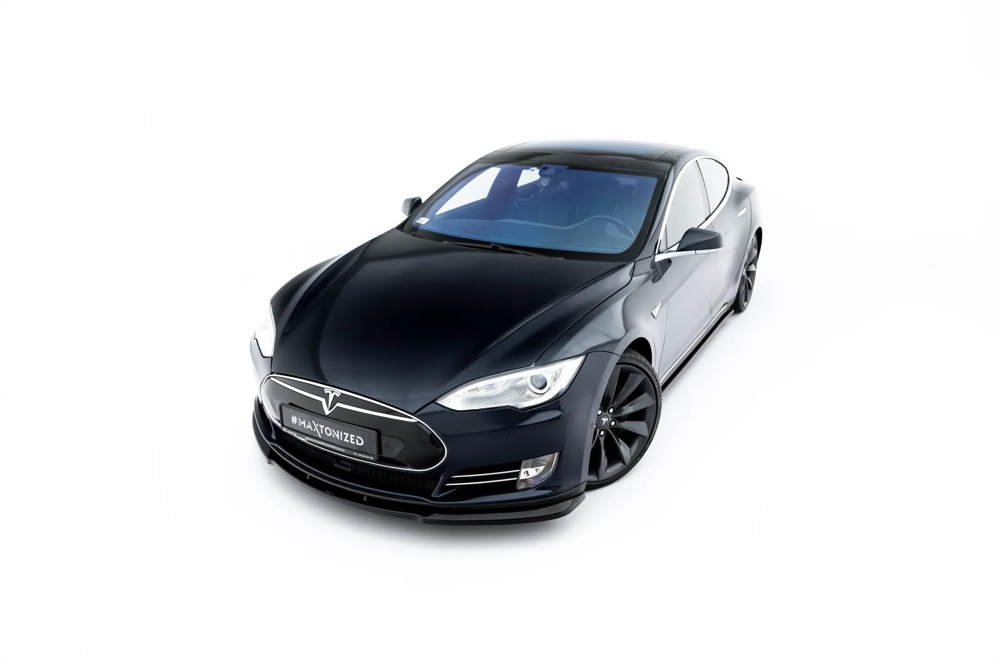 Frontlippe V.1 passend für Tesla Model S Mk1 schwarz Hochglanz