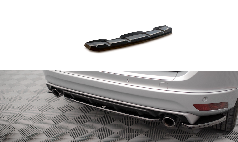 Street+ Mittlerer Diffusor Heck Ansatz passend für Volvo XC60 R-Design Mk1 FL schwarz Hochglanz
