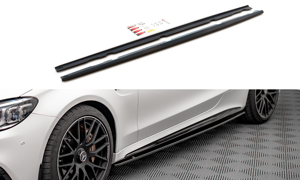 Street+ Seitenschweller Leisten V.1 passend für Mercedes-AMG C 63 AMG Coupe C205 FL schwarz matt