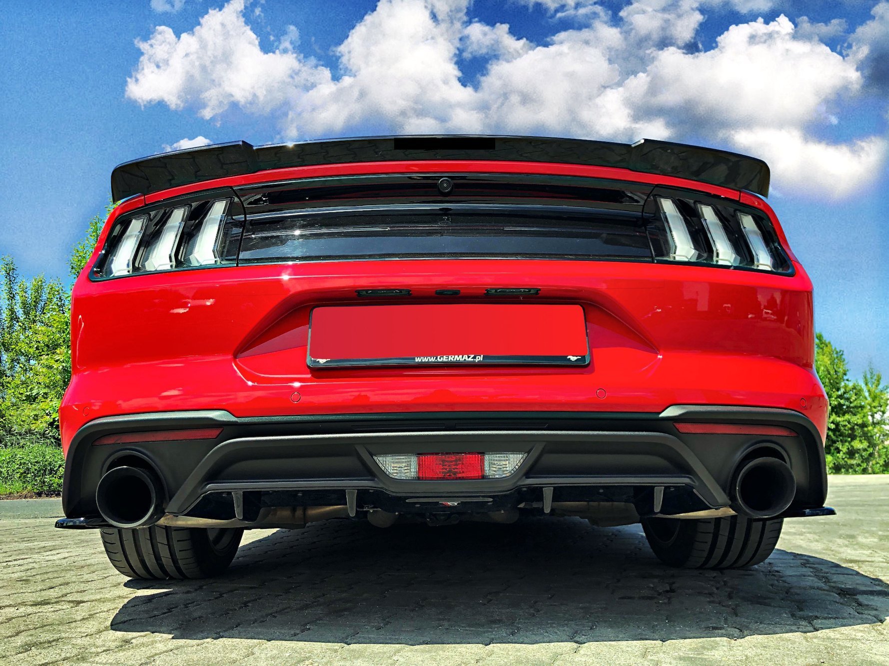 Street+ Heck Ansatz Diffusor passend für Ford Mustang Mk. 6 FL schwarz Hochglanz