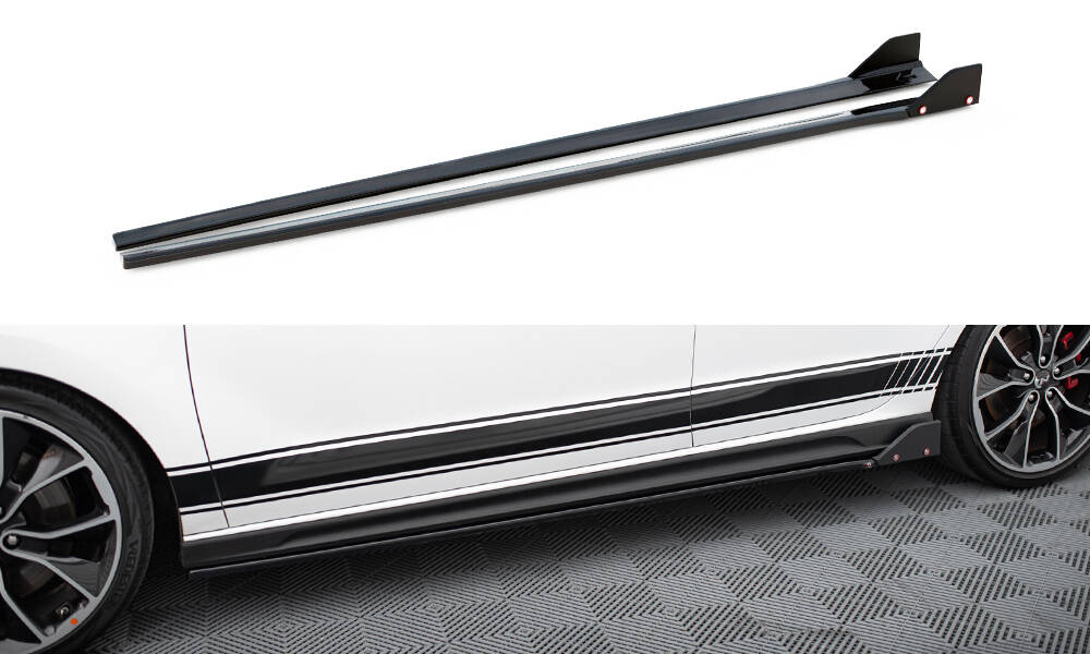 Street+ Seitenschweller Leisten V.5 + Flaps passend für Hyundai I30 N / N-Line Hatchback / Fastback Mk3 / Mk3 FL
