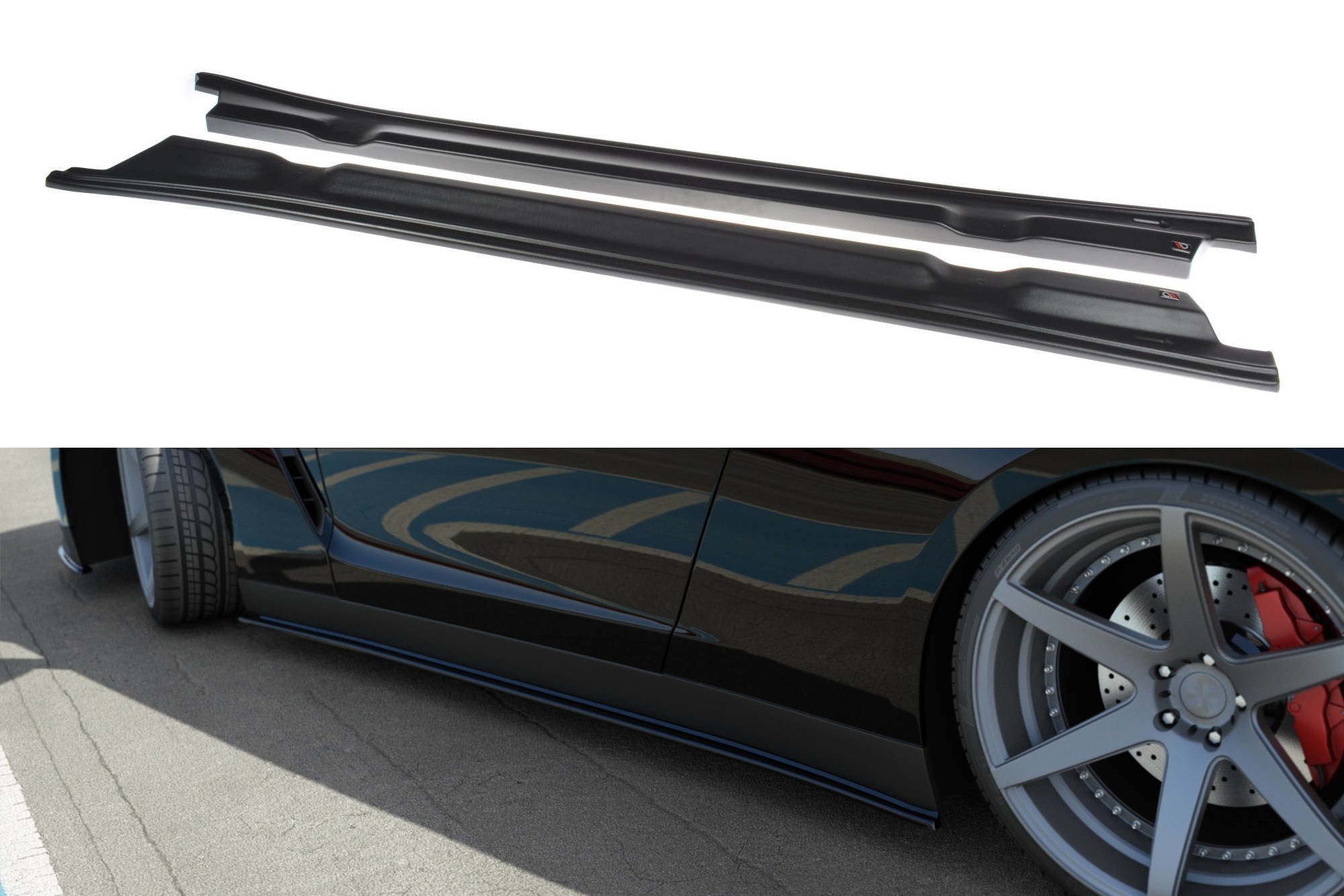 Seitenschweller Ansatz für NISSAN GT-R vor Facelift COUPE R35-SERIES schwarz Hochglanz